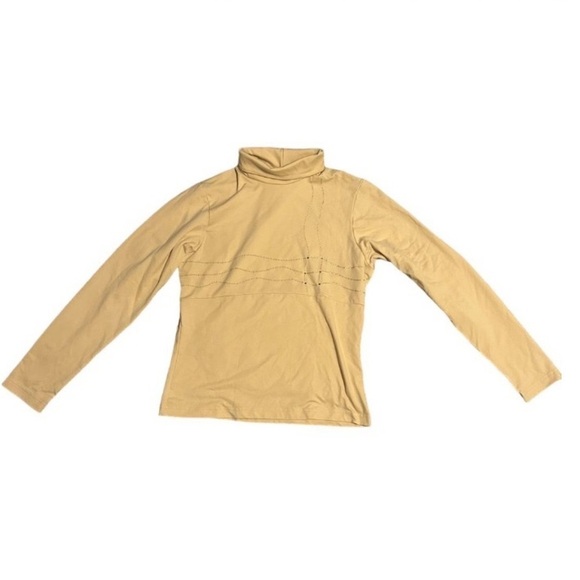 NILS Tops - Nils Medium Pale Yellow High Neck Long Sleeve Ski Sportswear Base Layer w Gems